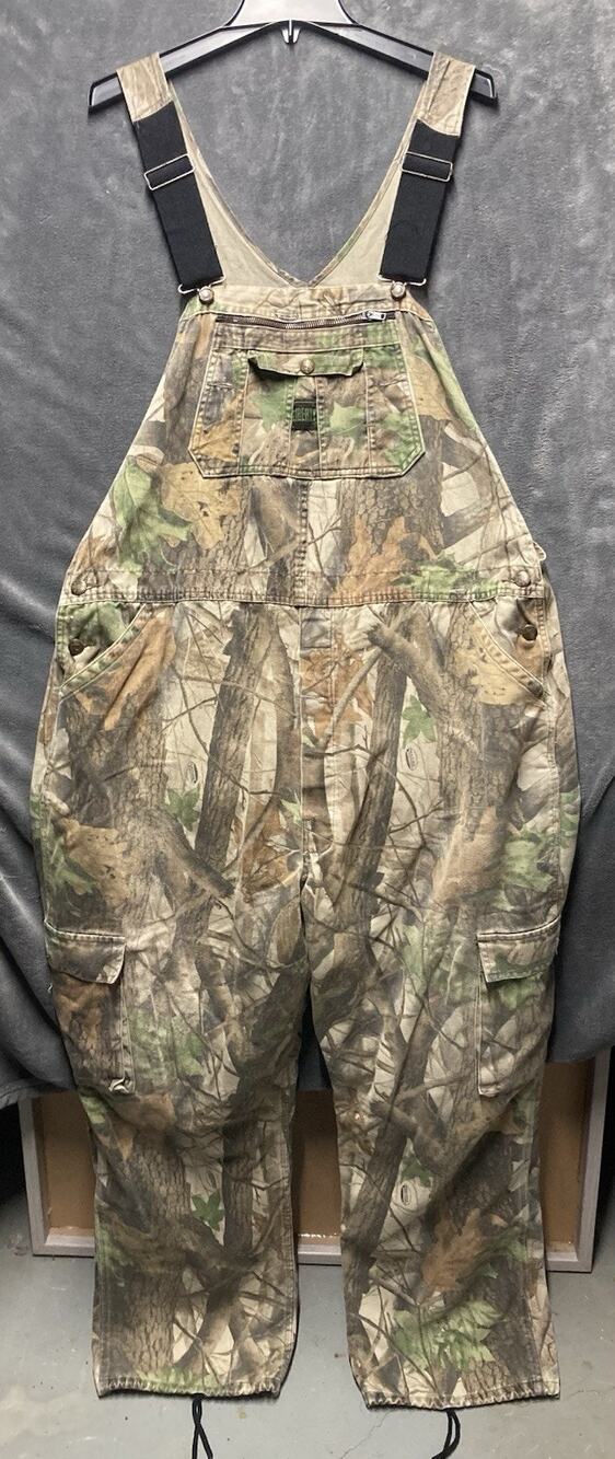 Vintage 90s Liberty Realtree Camo Hunting Bibs Overalls Mens 42x31 USA Made